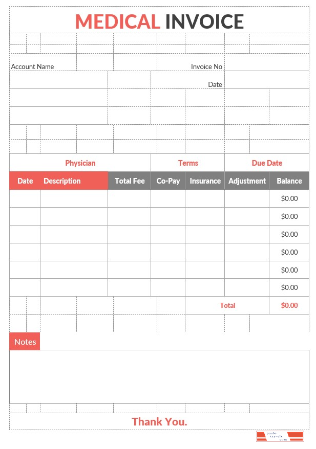 Editable Medical Invoice Template PSD template